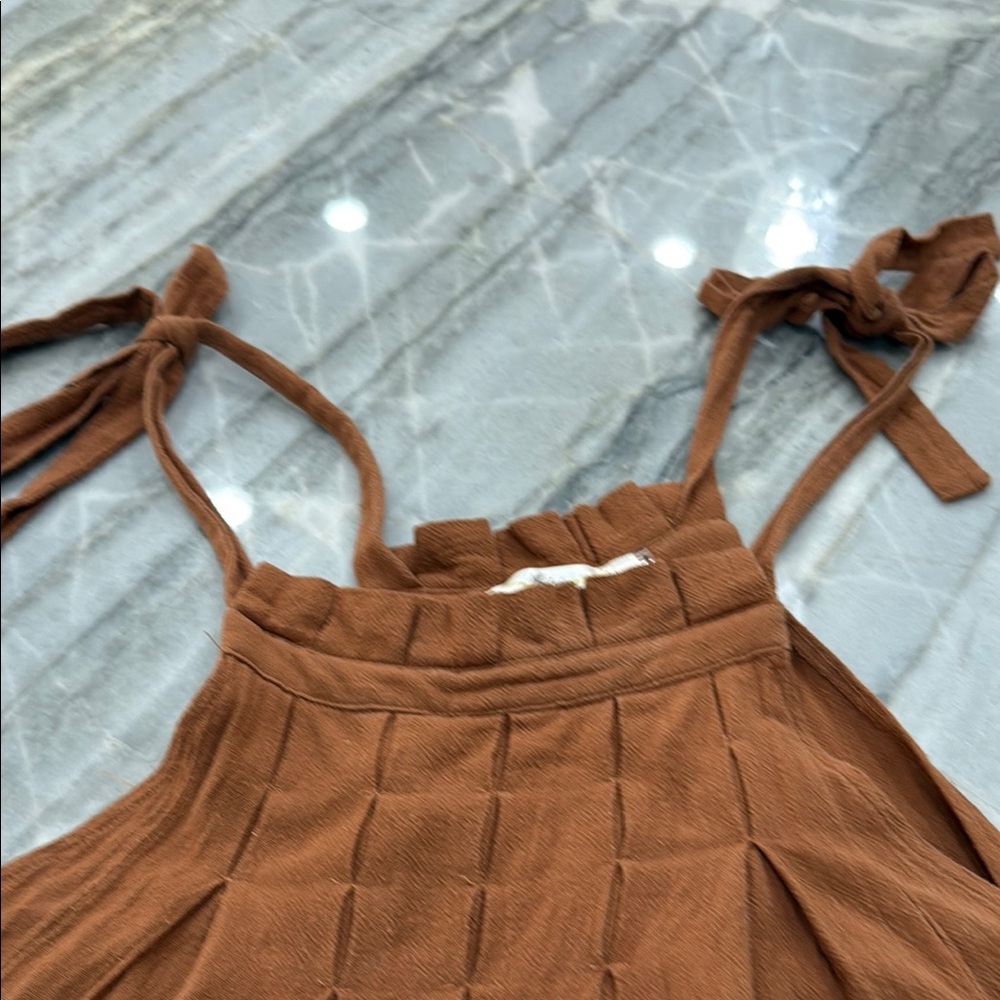 Tie top baggy wide leg overalls